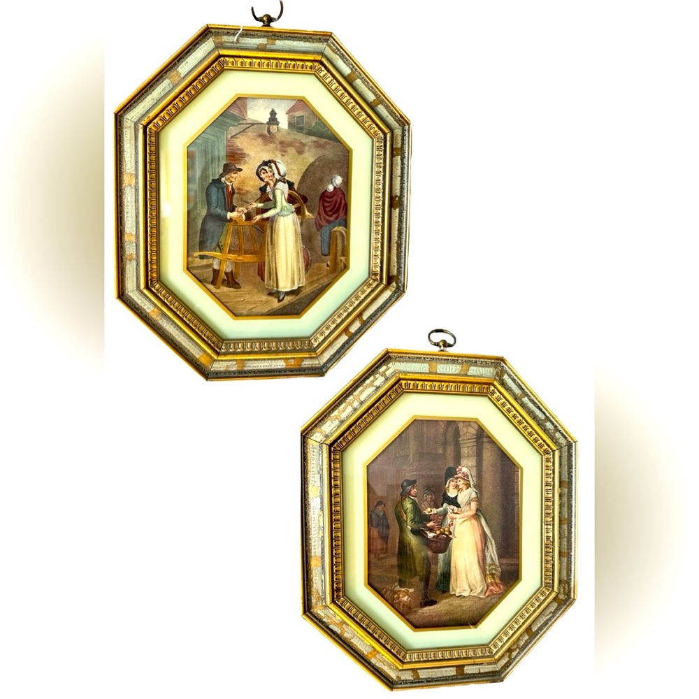 Vintage Pair of European Paintings (Cries of London)